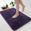 MIULEE Bathroom Rug - Cute Absorbent Bath Mat Made of Thick Fluffy Microsiber for Bathroom Floor, Tub or Entryway, Non Slip Rubber Backside for Extra Safety, Machine Washable - Dark Purple, 16''x24''