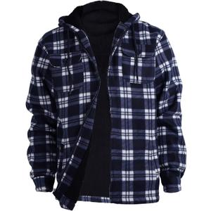 Yasumond Hoodies for Men Zipper Fleece Sweatshirt Heavy Sherpa Lined Hooded Warm Winter Coats Big Tall (5X-Large, Navy)