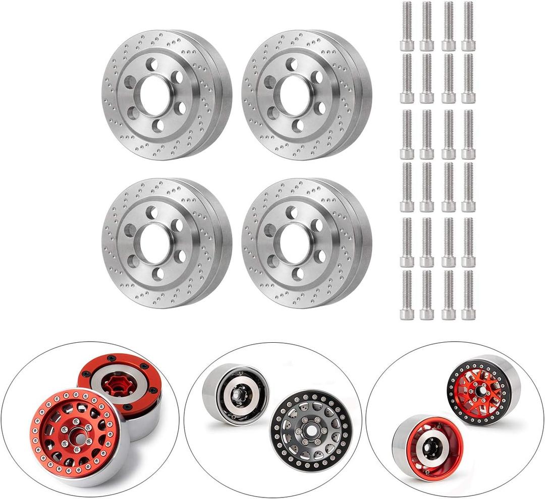 QUE-T 4pcs Heavy Duty Wheel Weights for 1/10 RC 1.9" Beadlock Rims Crawler