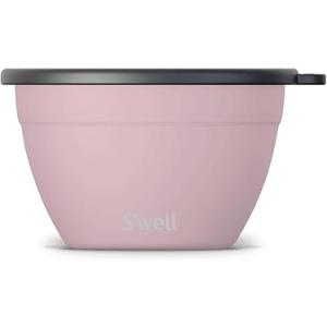 Swell Stainless Steel 64oz Salad Bowl Kit, Pink Topaz Color, Comes with 2oz Mini Canister and Removable Tray for Organization, Leakproof and Dishwasher Safe