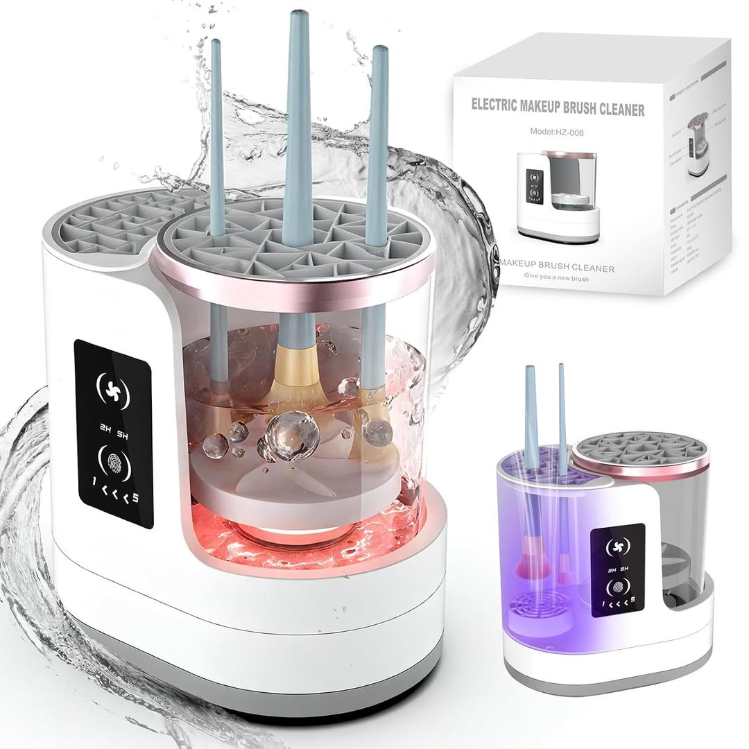 3-in-1 Makeup Brush Cleaner Machine & Dryer, Electric Automatic Brush Washer with Holder, USB-C Touch Control, One-Button Cleaning, Portable Cosmetic Brush Cleaner, Fits Most Sizes