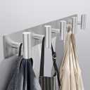 Coat Rack Wall Mount, Towel Racks for Bathroom with 5 Coat Hooks for Robes Bags Keys, Hat Rack for Wall Towel Hooks for Bathroom, Home Organizer Essential (Silver)