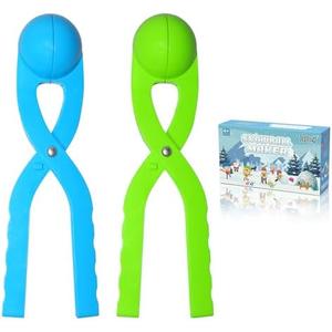 Snow Toys, Snowball Maker Snow Ball Shaper Molds with Handle for Kids Outdoor Indoor Winter Snowball Fight Maker Tool Clip Snow Games for Toddlers Boys Girls Ages 4 5 6 7 (Set of 2,Green,&Ocean Blue)