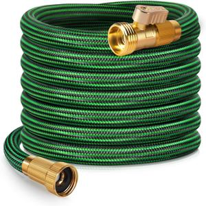 Garden Hose 25 ft NON-EXPANDABLE Water Hose, Flexible & Lightweight Kink Resistant Hybrid Hose, Leak-Proof Heavy Duty, Super Durable Fabric with 3/4" Solid Brass Connectors