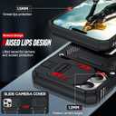 2 x LeYi Compatible for iPhone 16 Pro Max Case: 16 Pro Max Phone Case with Screen Protector 2PCS Tempered Glass, Slide Camera Cover & Magnetic Kickstand Funda para 16 Pro Max, Black