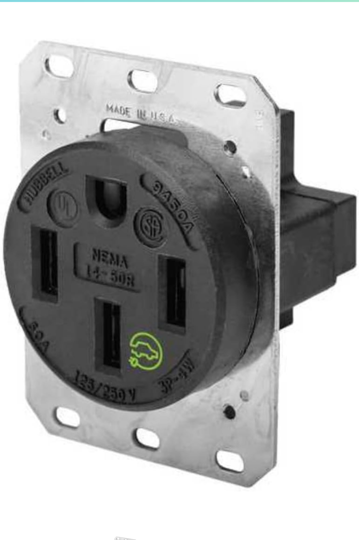 Hubbell HBL9450A Straight Blade Device Receptacle, RTP, Industrial Grade, 3-Pole 4-Wire Grounding, 50A 125/250V, 14-50R