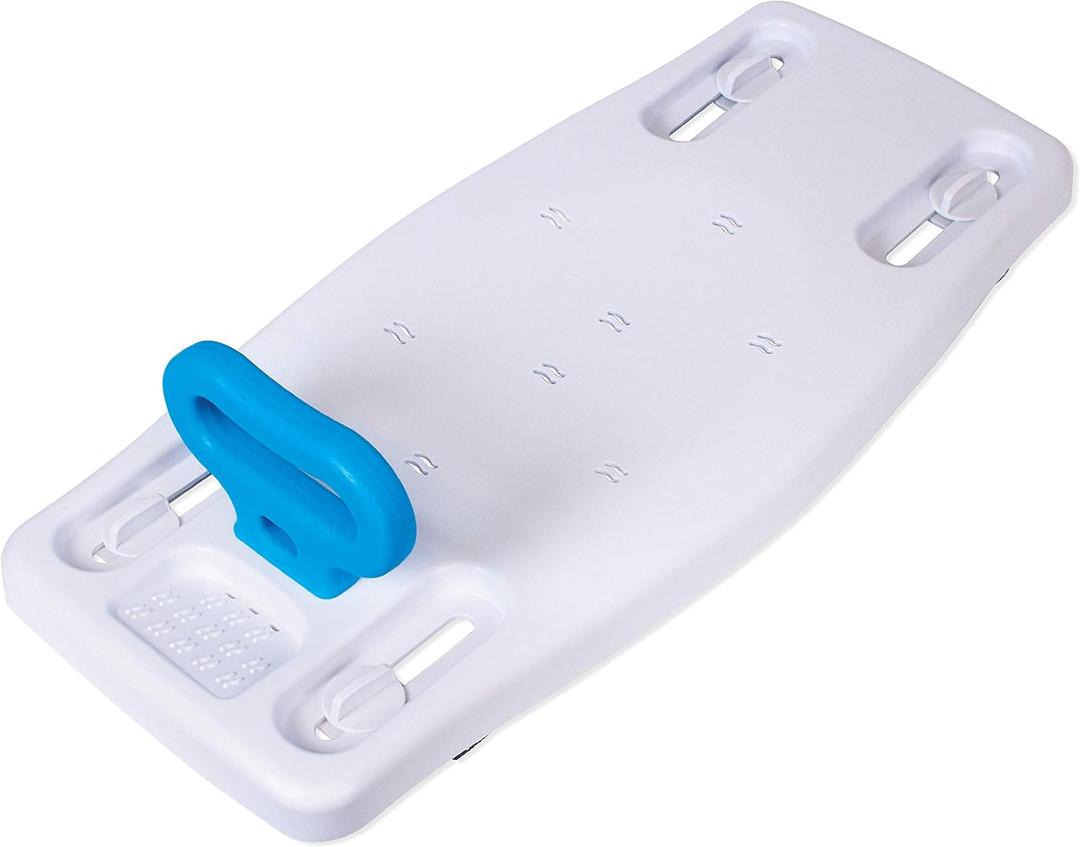 Carex Portable Shower Bench - Shower Bath Seat - Fits tub having width in the range of 19"-28". Comfortable Contoured Seating Area with 300 Pound Weight Capacity, Portable and Easy to Store