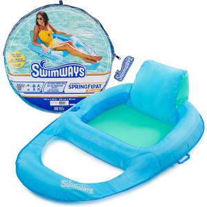 SwimWays Spring Float Premium Recliner Pool Lounger, Inflatable Pool Floats Adult with Fast Inflation for Ages 15 & Up, Sky Blue