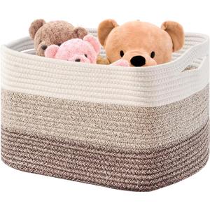 Boensi Gradient Yellow Laundry Basket With Handle - 21"17"12" Large Woven Cotton Rope Blanket Basket, Storage Basket For Blankets, Baby Toys & Clothes (Fits Bathroom, Nursery, Bedroom, Living Room)