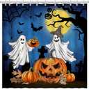 pinata Halloween Shower Curtain for Bathroom, Halloween Bathroom Decor, Ghost Shower Curtain Pumpkins Bath Curtains with Hooks 72x78