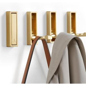 4 Pcs Foldable Heavy Duty Gold Wall Hooks, Flip Hook for Bathroom, Closet, Entryway, Swimming Pool, and Kitchen, Also Used for Hanging Jackets, Towels, Backpacks, Bags, Etc., Zinc Alloy Gold Wall Hook