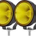 2PCS 4 Inch 60W Led Pod Lights 4x4 Offroad Yellow Driving Lights Flood Beam Waterproof Work Auxiliary Lights Bumper Lights Fit For 12V 24V Car Truck ATV Boat Motorcycle Fog Lights