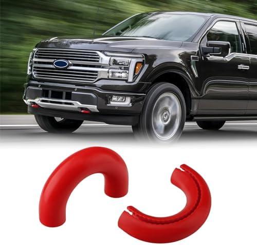 TECHPICCO Tow Hooks Covers for Ford F150 2004-2025 Bronco Base/Big Bend/Outer Banks 2021-2025 Compatible with Toyota Tundra Accessories 2017-2021 (Red)