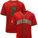 Men's Mexico 7 Button Down Jersey Short Sleeve Hipster 80S 90S Hip Hop Baseball jersey