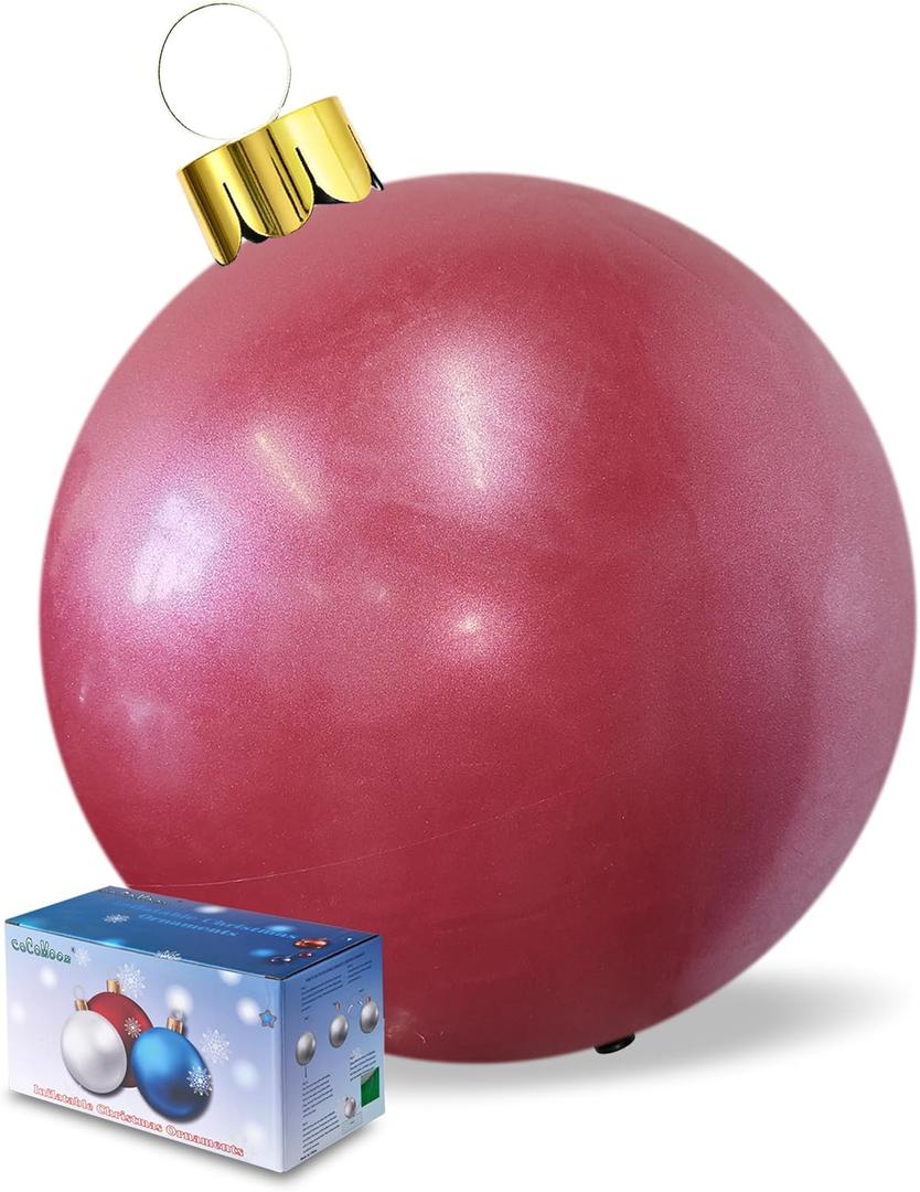 Inflatable Christmas Ornaments, 25" Oversized Outdoor Christmas Ball Ornaments, Holiday Yard Christmas Tree Decorations, Indoor and Outdoor Decoration Balls (25 inch, Red)