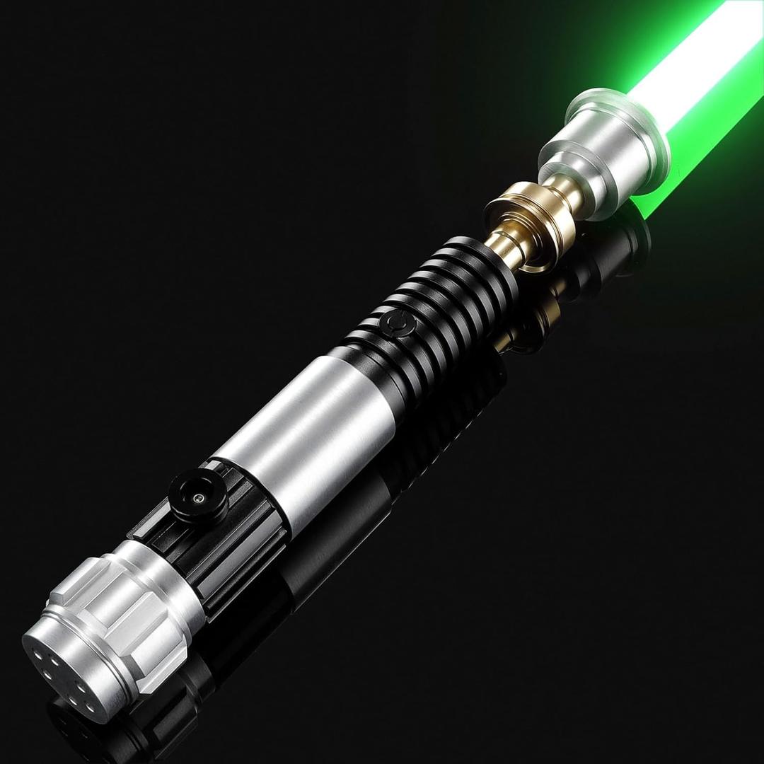 Upgrade App Control OBW Dueling Lightsaber, Smooth Swing 16 Sound Effects 3 Light Effects, 16 Colors and Infinite Change Metal Light Saber for Adults (RGB-OBW)