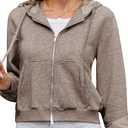 Gardenwed Womens Zip Up Hoodies Oversized Sweatshirts Fall Winter Fashion Outfits Casual Jackets 2025 Taupe M