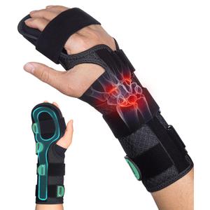 Resting Hand Splint for Stroke Recovery & Carpal Tunnel Relief - Night Immobilizer with Removable Splints, Arthritis & Tendonitis - Adjustable Wrist Support Brace Right Hand for Men & Women (One Size)