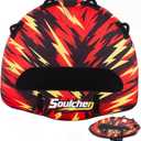 Soulchen Thriller Inflatable Towable Tube Replacement Nylon Cover for Boating Adults, 1-2 Rider, Towable Deck Tube Covering for Boating Front and Back Tow Points Heavy Duty for Water Sport(Cover Only), measures about 60 x 56"