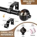 KAMANINA Black Curtain Rod 1 Inch Single Drapery Rods 72 to 144 Inches (6-12 Feet), Heavy Duty Curtain Rods for Windows 66 to 144 Inch, Marbled Finials