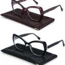 4 Pack Computer Reading Glasses Blue Light Blocking Anti Eyestrain Flexible Lightweight Square Readers for Women Men
