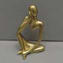 Gold Thinker Statue Decor, Modern Abstract Art Sculpture, Thinker Figurines Collectible Accents Decoration for Shelf Bookshelf Office Desktop Decor