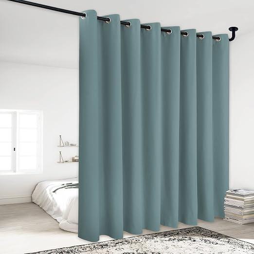 NICETOWN Lower Noise Room Divider Curtain Screen Partitions, Greyish Blue, 1 Panel, 84" Tall x 120" Wide, Blackout Sound Reducing Divider Room Curtain Panel for Doorway/Sliding Door/Patio