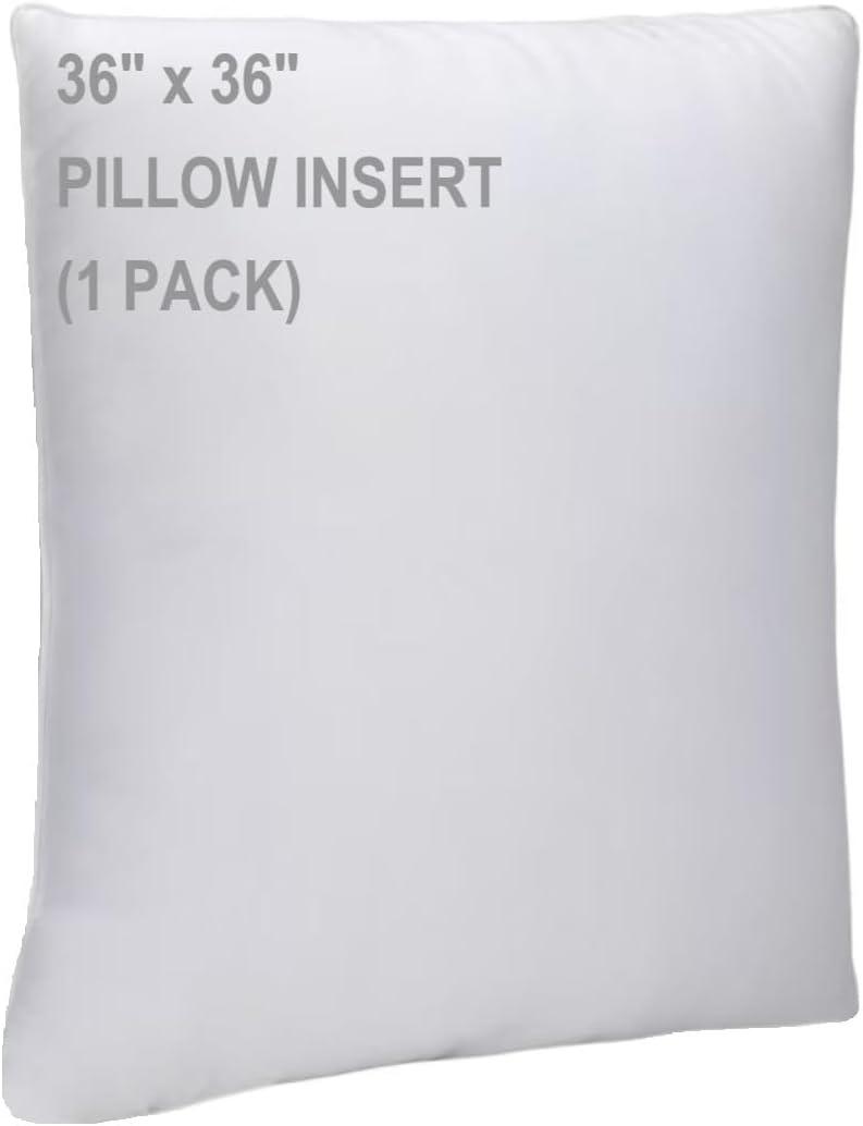 WINGLAMThrow Pillow Inserts,Decorative Stuffer PillowsSham StufferWhite1 Pack36x36 Inches, HypoallergenicPolyester,Ultra SoftLightweight Down Alternative,Square(1)