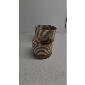 Baskets, Set of 2 for Home, Office, Dorm Room, Living Room, Bedroom, Bathroom, Nursery Storage and Organization (GRAY)14x14/9x9 inch