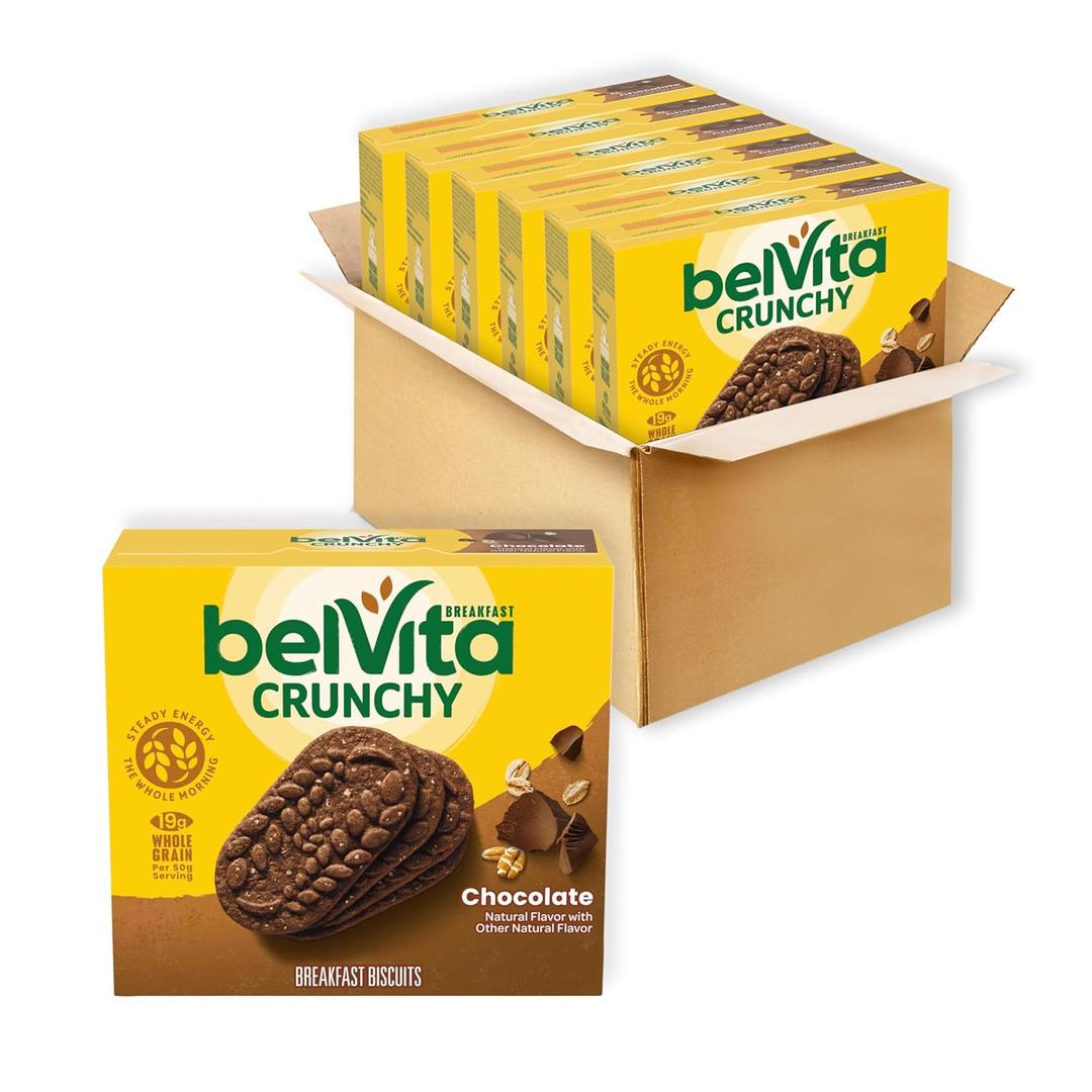 belVita Breakfast Bars Biscuits, Chocolate, 30 Total Packs, 6 Boxes (4 Biscuits Per Pack) (EXP 11/05/26)
