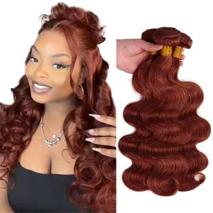 P1B30 Bundles Human Hair Highlight Body Wave Bundles 20 Inch Brazilian Virgin Hair Mixed Length 1 Bundle Double Weft Brown Hair Extension 100g