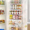 Moforoco 6 Tier Door Food Storage Cabinet Organizer White Hanging Kitchen Basket Organizer Wall Mount Spice Rack Rear Cabinet Door Spice Rack Bathroom Home Bedroom Organizer (White)