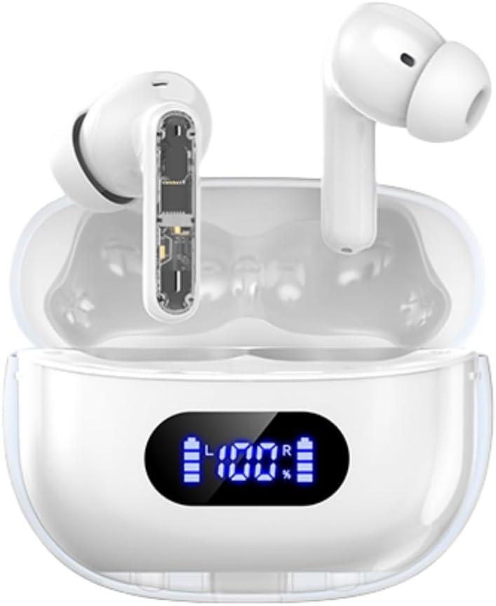 Wireless Earbuds P1 PRO, Earphones Wireless Bluetooth Headphones with Clear Call Mics Ear Buds, Comfortable Fit, IPX7 Waterproof Long Battery Life, 30H Playtime for Sports Workout (White)