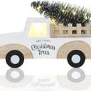 Adorable Christmas Truck Decor Wooden Truck Ornament Glowing Truck for Christmas Sets w/10 LED Light(delivery Without Battery)