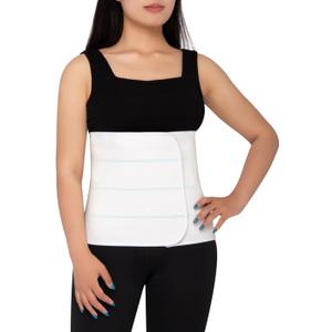 S Abdominal Binder Post Surgery for Men and Women, 12" High Postpartum Tummy Tuck Belt Provides Bariatric Stomach Compression, High Elasticity, Breathable - (45" - 60") 4 PANEL White