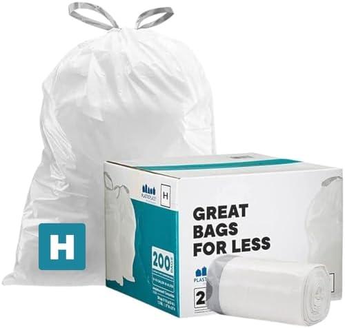Plasticplace Custom Fit Trash Bags Compatible w Simplehuman Code H Drawstring Bags 7 Gallon Tear-Resistant Liner 200 Count Heavy-Duty Waste Disposal