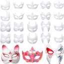 Aoriher Paper Mache Masks Bulk DIY Blank Mardi Gras Mask Cat for Masquerade Costume Cosplay Party 50 Pack