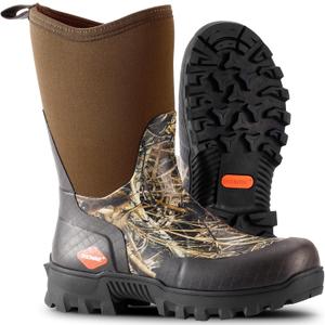 Showave Men's Mid Calf Rubber Work Boots Waterproof Rain Boot Insulated Mud Boots with Comfortable Sports Soles (10, Camo)