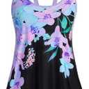 HUSKARY Tankini Tops for Women Flowy Swim Top Removable Padded Loose Fit Modest Bathing Suits No Bottom, XL