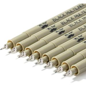 Mr. Pen- 0.2mm Micro Fine Point Pens, 8 Pack, Black Ink, Waterproof, Acid-Free, No-Smear Quick-Dry Fineliner Pens for Drawing, Sketching, Bible Journaling, Outlines & Everyday Writing