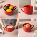 50oz large Ceramic Soup Mug with Handles for Coffee, Tea, Ice Cream, Cereal (Red)