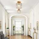Modern Semi Flush Mount Ceiling Light, Industrial Clear Glass Ceiling Light Fixture, Crystal Ceiling Lamp, Modern Ceiling Lamps, Farmhouse Light for Entryway Hallway Kitchen Dining Room