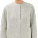 Vince Women's Double Wool Collarless Jacket, H Stone Grey, Grey, M