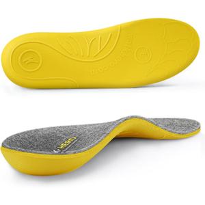 WALKHERO Wool Insoles - Fleece Arch Supports Inserts, Plantar Fasciitis Relief, Cushion Comfort Warm Sheepskin Shoe Insoles for Cold Weather (Dark Gray Men's 7)