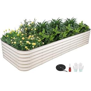 GoCampDriect 6IN1 Raised Garden Bed - 8x3x1ft Galvanized Raised Garden Boxes Outdoor Corrosion Resistant | Variable Shape 9x2x1ft Metal Raised Garden Beds for Planting Vegetable, Fruits,Flower (831FT, Green)