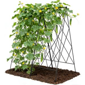 Cucumber Trellis 2 Pack,Foldable A-Frame Garden Trellis | for Raised Bed Garden Grow Support with Plant Support Clips, Twist Ties for Cucumber Tomato Climbing Plant Flower