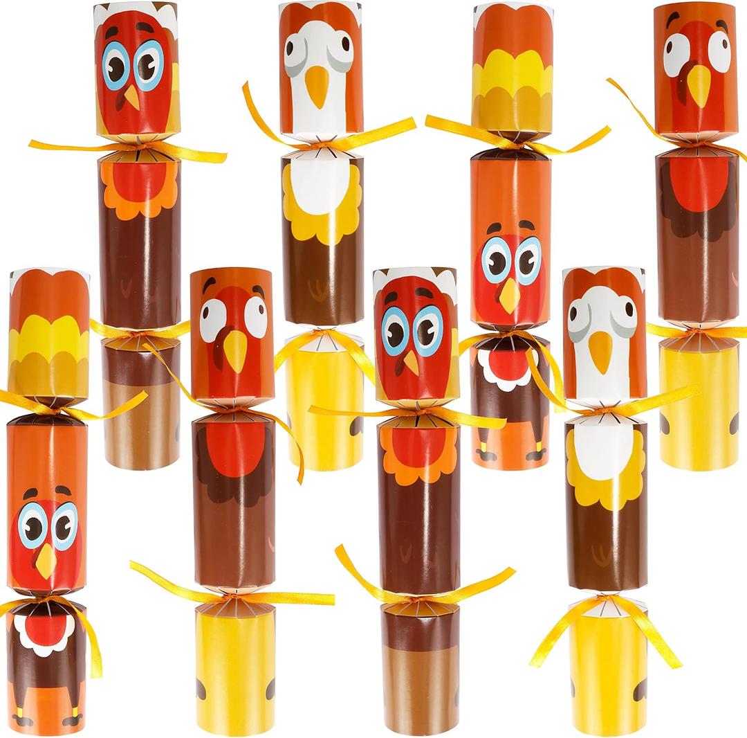 JOYIN 8 PACK Thanksgiving Non-Snap Party Favor, Turkey Style Thanksgiving Party Games for Fall Holiday, No Snap Party Table Favor Set with Joke Dice & Gifts, Holiday Prizes for Kids Adults
