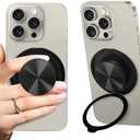 3D MAGIC Phone Grip with 360° Kickstand, Magnetic Phone Stand Compatibility for Magsafe, Phone Holder for Hands-Free Viewing, Secure Anti-Drop Grip for iPhone Series, iPad Tablet & Phone Cases, Black