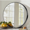 24 inch Round Mirror Black Frame Vanity Mirrors Bathroom Wall Mounted for Over Sink Circle, Shatterproof Glass, Aluminum Alloy, for Bedroom, Living Room, Entryway Decor