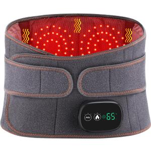 Heated Back Brace, Cordless Heating Pad for Back Pain Relief, Lower Back Massager with 3 Heating and Vibrations, Lumbar Supports Belt